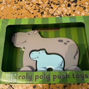 Roly Poly Push Toys - Gray and Blue Hippo Set